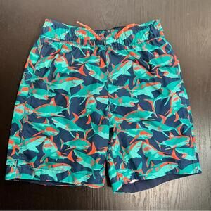 GAP Blue Shark Print Swim Trunks with Elastic Waistband